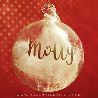 Memorial White Feather Glass Bauble